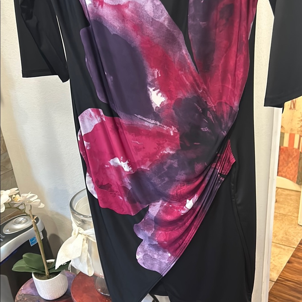 Venus Purple Floral Knee-Length Dress with 3/4 Sleeves - Picture 5 of 5